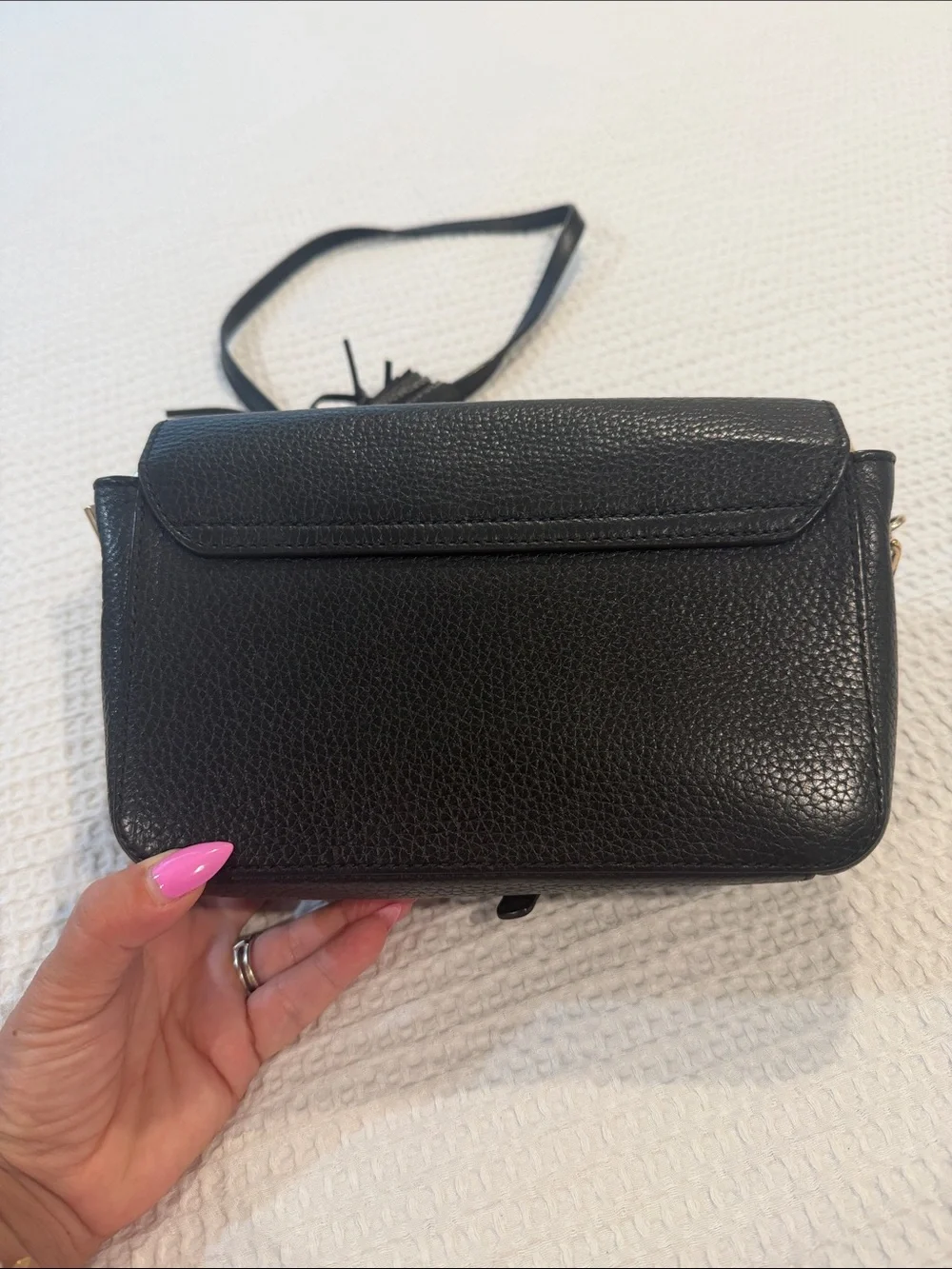 Tory Burch Black Leather Crossbody with Tassel Detail